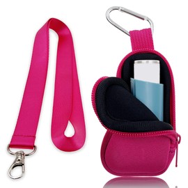 Holder Neoprene Travel Case for Asthma Inhaler, Handy Mini Bag for Inhaler for Adults and Kids, Inhaler Not Included (Hot Pink)