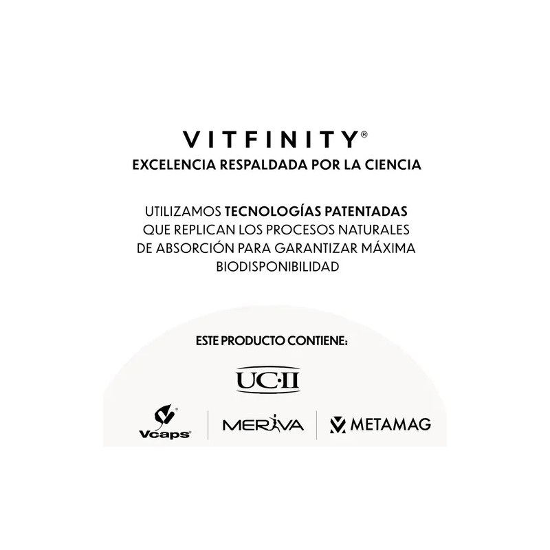Vitfinity Collagen Fórmula Colágeno Tipo Curcumina Meriva Magnesio Metamag Liberación