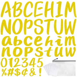 273 Pcs 4 Inch Glitter Bulletin Board Letters Set - Poster Board Letter Cutouts with Alphabet, Symbols, Numbers, Storage Bag - Classroom Decor, DIY Projects, Teacher Supplies, Office (Gloden Yellow)