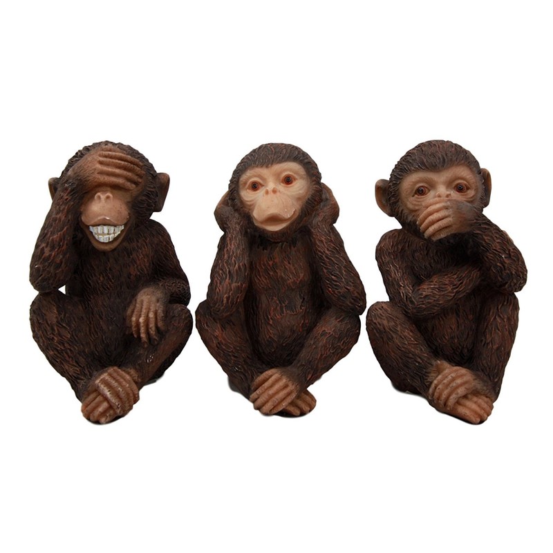 Wise Monkeys See Hear Speak No Evil Ape Chimpanzees Collectible