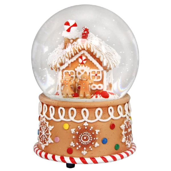 Gisela Graham Gingerbread House Man Musical Christmas Snow Globe Dome