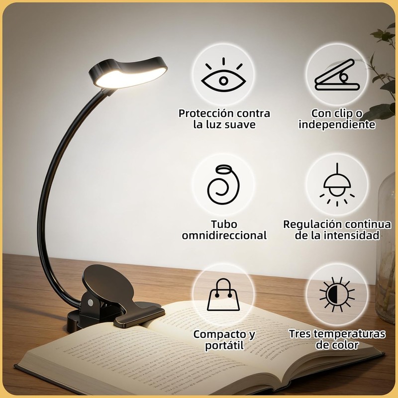 Luz de Lectura Recargable 12 LED MUNDO TODO JB255-N