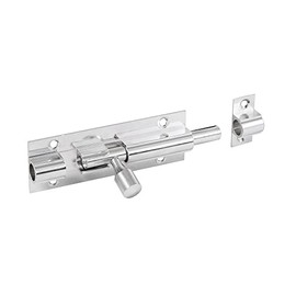 Merriway BH07712 Heavy Duty Straight Door Barrel Bolt With Backplate, Bright Polished Stainless Steel 65mm