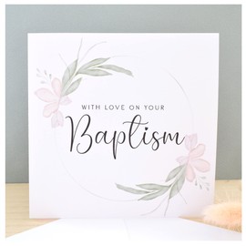 With Love On Your Baptism Card | Congratulations Greeting Card | Naming Day | Watercolour Texture | 148mm Square