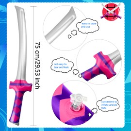 Fahacop 20 Pack 30 Inch Inflatable Ninja Samurai Swords Blow Up Katana Sword for Boys Girls Ninja Birthday Theme Party Supplies