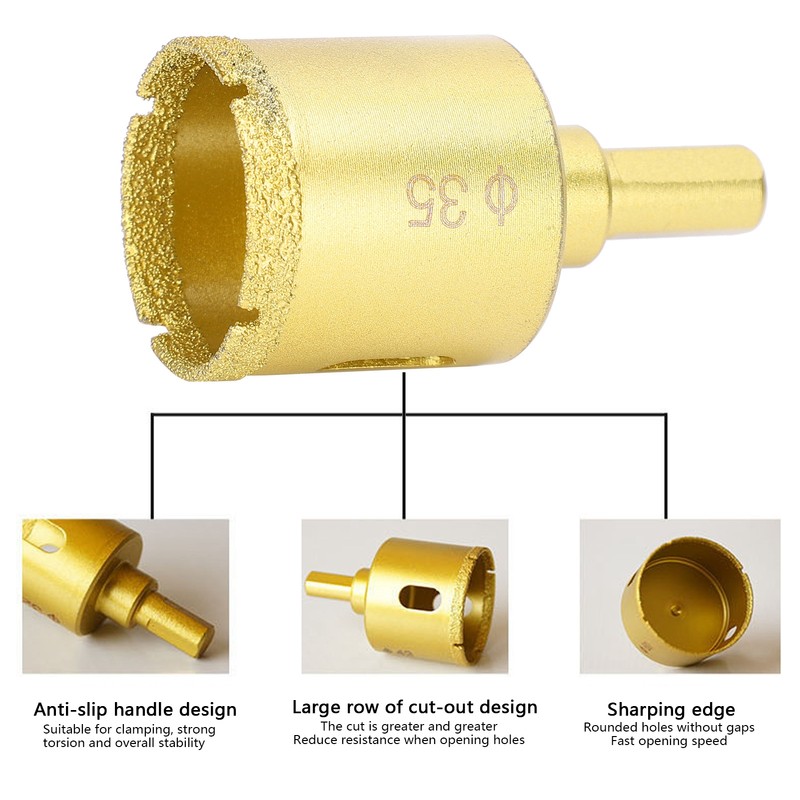 5Pcs Diamond Brazing Drill Bit Hole Saw Drilling Opener for