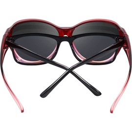 LVIOE Polarised Over Sunglasses Women Men Fit Over Sunglasses Clip On UV400 Protection CAT 3, Butterfly Red