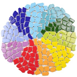 Yuvori Assorted Color Mosaic Tiles 0.5kg - Large Irregular Ceramic Tiles, Ideal for Crafts, Bathroom, Kitchen, Living Room, Garden and Outdoor Decoration (Large Irregular)