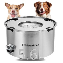 Chioratree Dog Water Bowl No Spill,5.6L/1.5Gal Large Spill Proof Water Bowl for Dogs,Stainless Steel Slobber Stopper Slow Drinking Dog Bowl Anti Splash Pet Water Dispenser for Messy Drinkers