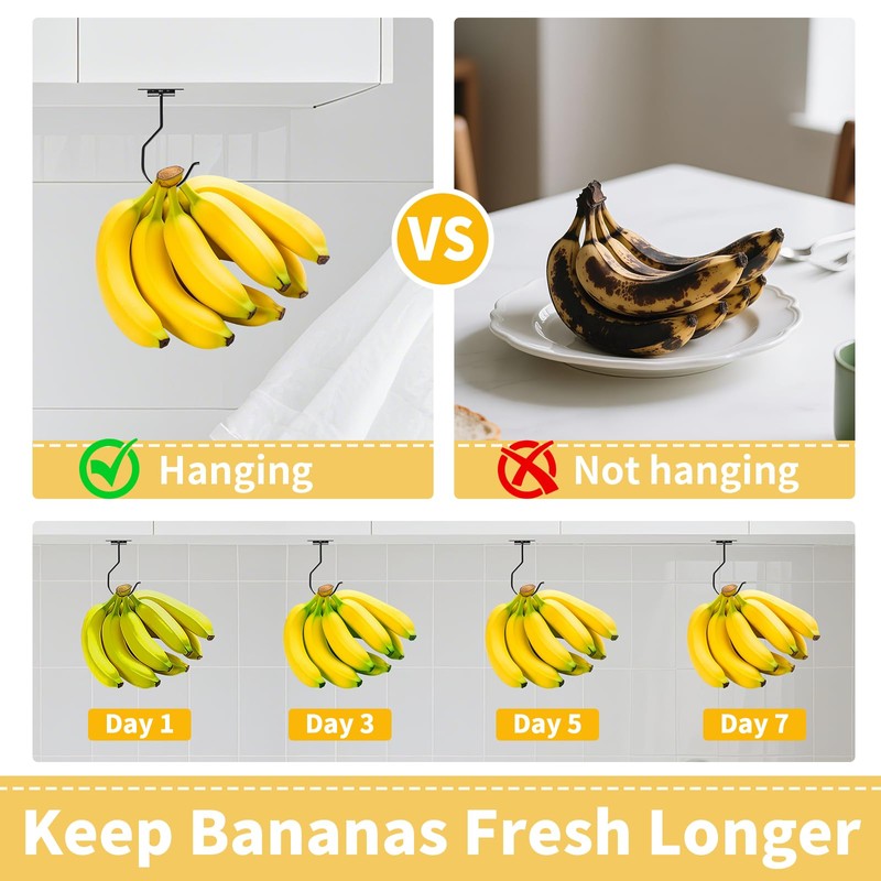CINKSY Self Adhesive Banana Hook Hanger Foldable Under Cabinet Banana