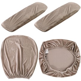 Tallew 4 Pcs Office Chair Covers Set Computer Universal Protective Stretchable Chair Seat Covers Desk Armrest Slipcovers Pads Office Cushion Backrest for Rotating(Khaki)