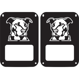 JeepTails Pitbull Dog tail lamp light covers Compatible with Jeep JK Wrangler Black Set of 2