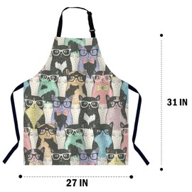 BGBDEIA Hipster Cute Cats Kitchen Apron for Women Men, Unisex Adjustable Cooking Apron, Waterproof Apron for Home Kitchen, Restaurant, Coffee House