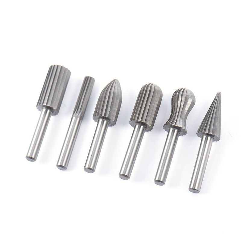 NUZAMAS Set of 6 Rotary Burrs 6mm Round Shank Woodworking