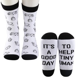 WCGXKO Speech Pathologist Teacher Socks AAC SLP Gift Tiny Humans Communicate Speech Therapist Appreciation Socks (TINY HUMANS S CA)