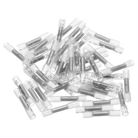 sourcing map 50Pcs Heat Shrink Butt Connector, Crimp Connectors Waterproof Marine Automotive Wire Crimp Terminals 26-22AWG White