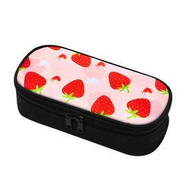 LJCZKA Erdbeer Federmäppchen für Mädchen Damen Federtasche Aesthetic Rosa mit Fächern für Büro Hochschule Schule