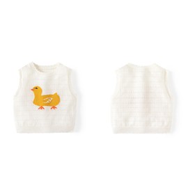 warmstraw Baby Toddler Knitted Vest Soft Comfort Waistcoat Top Thin Summer Spring Wear Duck Pattern White 9-12 Months