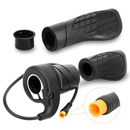 VTORFUN Ebike Half Twist Throttle, FT76X Electric Bicycle Right Handle, Half Throttle Handle with Waterproof Plug, Ebike Modified Thumb Throttle Part for Ebike MTB Conversion Kit Parts