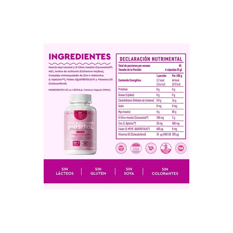 Myo Chiro Inositol Capsulas 120caps Sabor