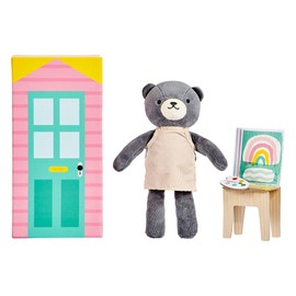 Petit Collage Beatrice The Bear in The Studio Play Set – Includes Stuffed Animal Toy and Pop-Out Play Set Box – Perfect for Hours of Pretend Play, Kid's Play Set Encourages Creative Expression