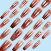 24Pcs Medium Coffin Press on Nails Fall Brown Fake Nails