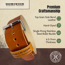 Dominion Strength Training Hand-Dyed Saddle Tan 3 Inch Single Ply Belts – Premium Support for Powerlifting and Weightlifting