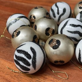 Sass & Belle Leopard & Zebra Mini Baubles - Set of 12