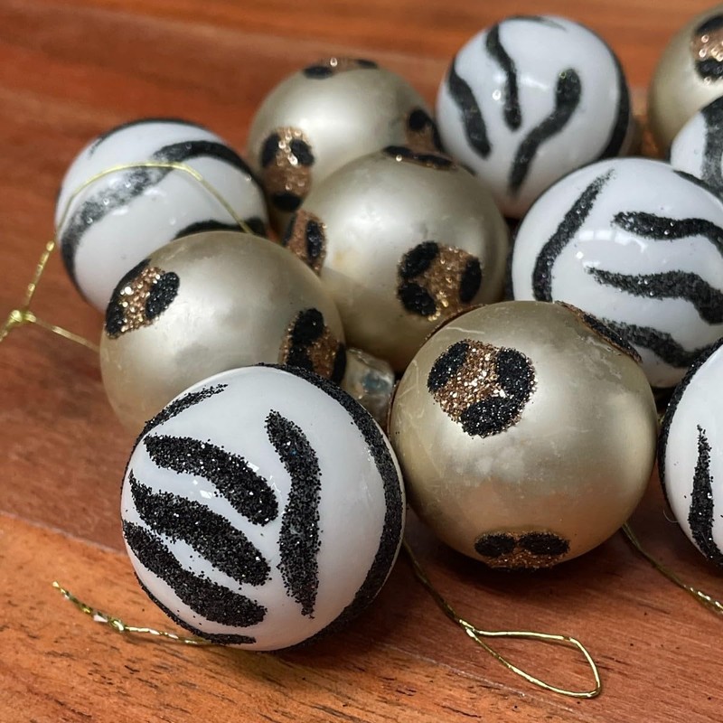 Sass & Belle Leopard & Zebra Mini Baubles - Set