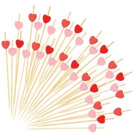 200pcs Heart Shaped Cocktail Toothpicks for Drinks, 4.7 Inch Red & Pink Food Picks for Appetizer Fruit Sticks Skewers for Wedding Baby Shower Mother's Day Valentine's Day Party Decor