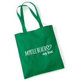 huuraa Einkaufstasche Myrtle Beach my love Geschenk Beutel Kelly Green 10 Liter Baumwolle Myrtle Beach Geschenkidee