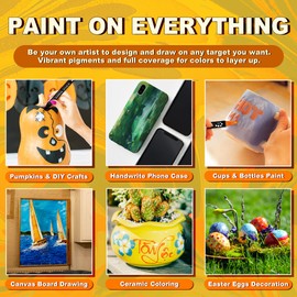 TIIKKASI Dual Tip Acrylic Paint Markers Pens Set, 12 Packs Double End, for Adult Coloring Books, Fabric Canvas Shoes, Rock Stone, Wood, DIY Pumpkins Art Craft Greeting Cards, Dot & Extra Fine Tip 1mm