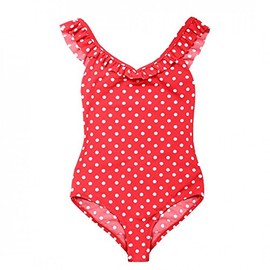 La-V Girls Swimming Costume, Red Polka Dot