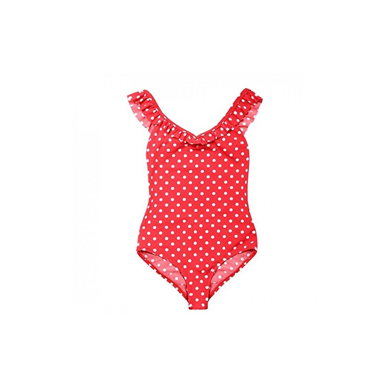 La-V Girls Swimming Costume, Red Polka Dot