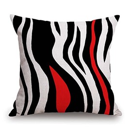 Throw Pillow Cover Geometric Black and White Red Abstract Line Decorative Pillow Case Home Decor Square 18x18 Inches Pillowcase
