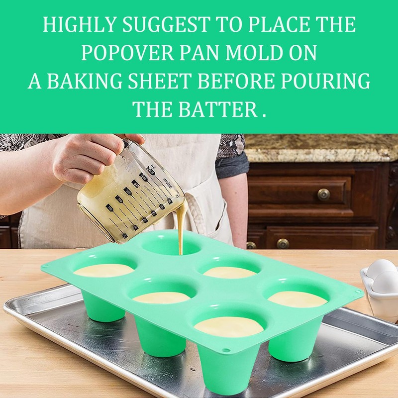Zorazio 2 Pack Popover Pan 6-Cup, Nonstick Silicone Popover Pan