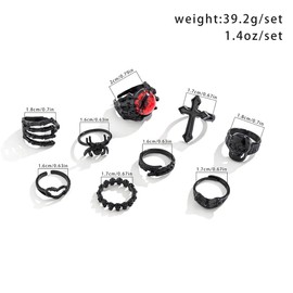 Jascatin Punk Hip Hop Cross Ring Removable Snake Spader Rings Knuckle Ring Set Jewellery for Women, Metal, No Gemstone