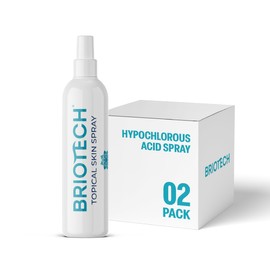 BRIOTECH BRIOTECH Topical Skin Spray, Hypochlorous Acid Spray for Body & Face, Eyelid Cleanser, HOCl Facial Mist, Support Against Irritation, Calm Redness, Soothe Scalp, Packaging May Vary, 4 oz ea, 2 ct
