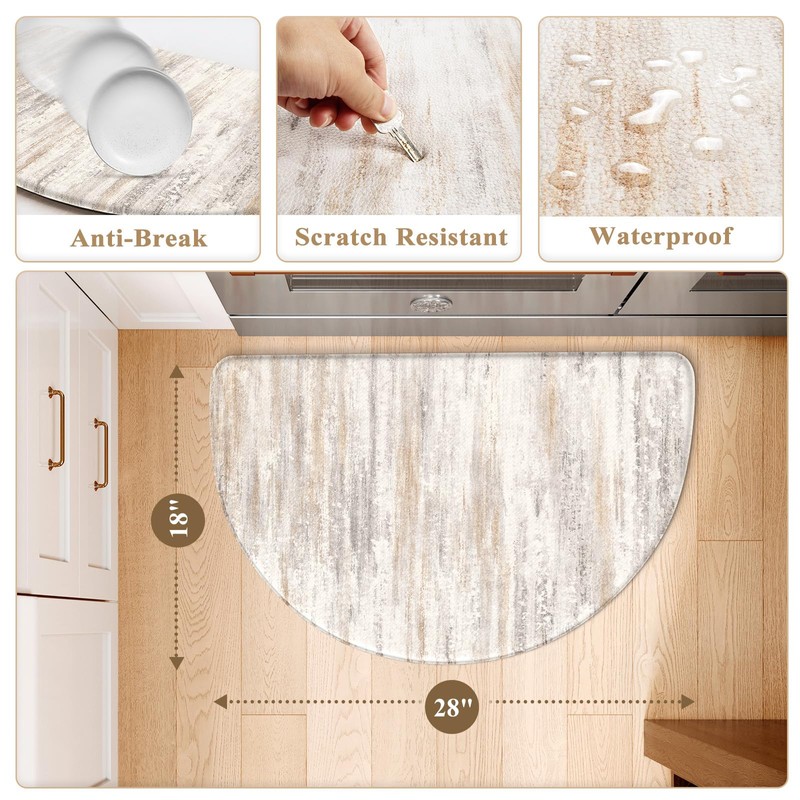 KIMODE Kitchen Mats for Floor Anti Fatigue, 18"x28" Half Round