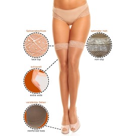 GLAMORY Women's Allure 20 Hold-up Stockings, 20 DEN, White, Large