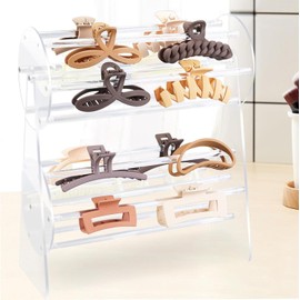 Organizador de clips de garra, soporte de clip de garra - Organizador de accesorios para el cabello giratorio de 360 grados Soporte de exhibición transparente de 14 filas, organizador de almacenam