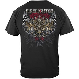 Firefighter T Shirt Elite Breed Firefighter Pride Duty Honor Silver Foil American Flag Marine Corps US ARMY Air Force US Navy Firefighter 100% Cotton T Shirt BLACK ADD115-THF2069XL X-LARGE