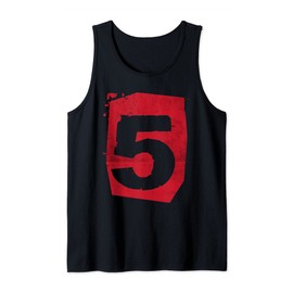 Large Red Color Maroon Number 5 Five Distressed Grunge Tank Top