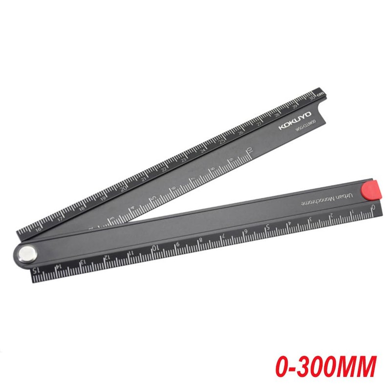 SagaSave Metal Foldable Ruler, 0-300MM Simple 90 Degree Aluminum Alloy