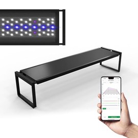MagTool Brite Series Auto Aquarium LED Light with App-Controlled RGB+W LEDs, ADA Style Extendable Bracket, Supports Custom Sunrise/Sunset Colors in Manual/Auto/Custom Modes (Brite 60)