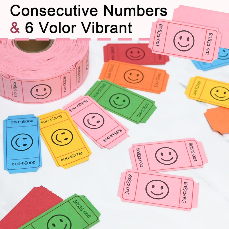L LIKED 500 Raffle Tickets, Smile, Pink (6 Color Selection),