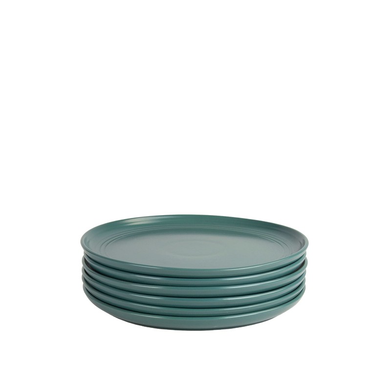 Double Line 8.25" Salad Plate, Set of 6, Emerald Green