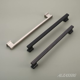 Alzassbg 5 Pack Matte Black Cabinet Pulls, 9 Inch(228.5mm) Hole Centers Kitchen Cabinet Handles for Cabinets and Drawers AL3061MB
