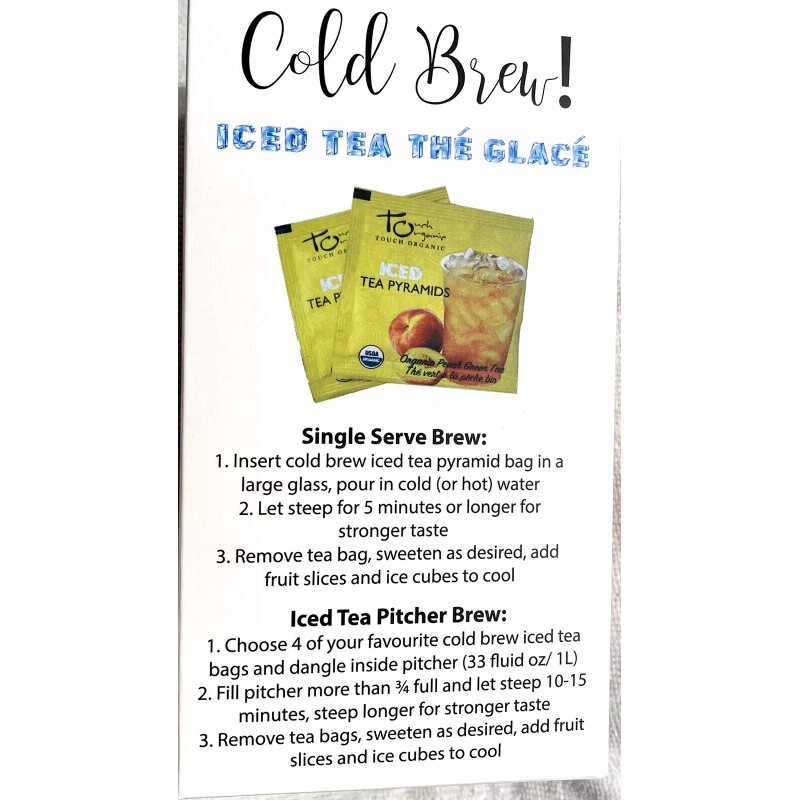 Touch Organic ICED TEA Cold Brew PEACH GREEN Tea w/