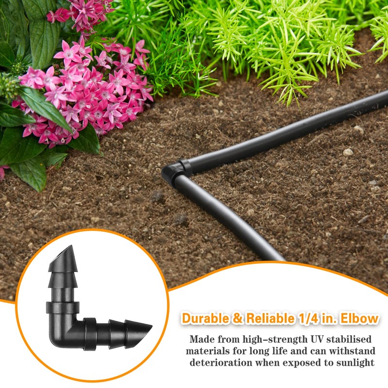 Gardrip Drip Irrigation Elbow Fittings：50 Pieces Barbed Elbow Irrigation Parts